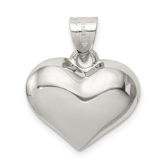 Sterling Silver 925 Polished Heart Charm Hollow Elegant Design