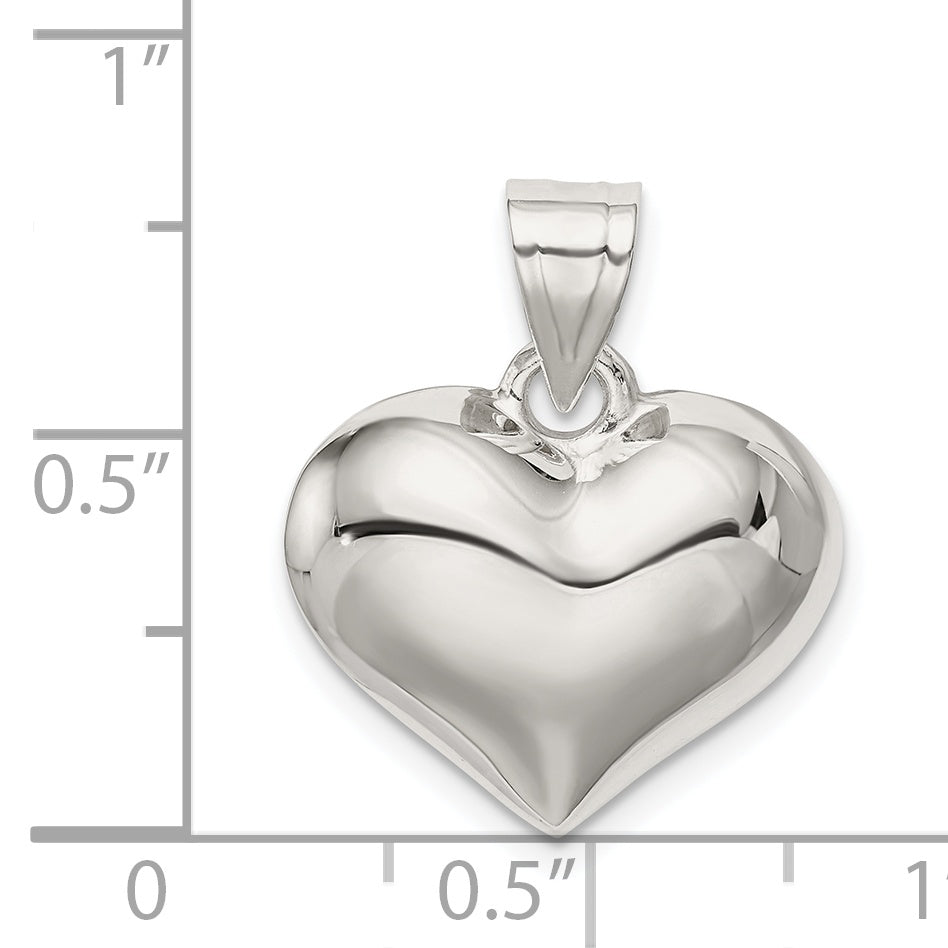 Sterling Silver 925 Polished Heart Charm Hollow Elegant Design