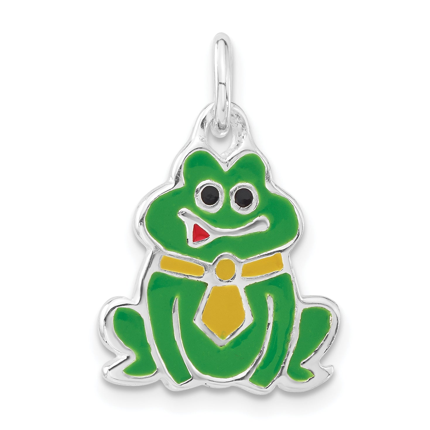 Sterling Silver Polished Multicolor Enameled Frog Charm