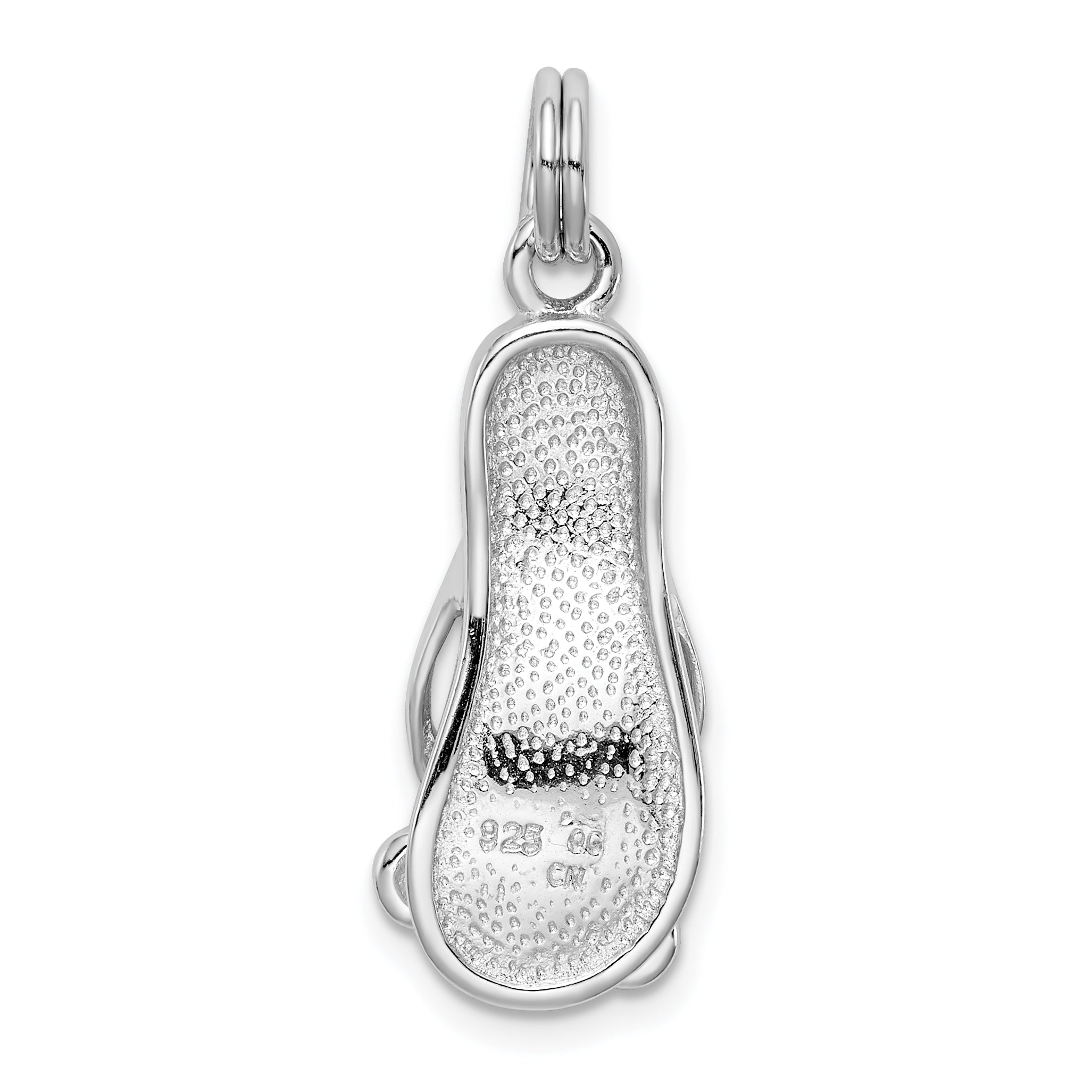 Sterling Silver Rhodium-platedCZ Butterfly Enamel Sandal Charm