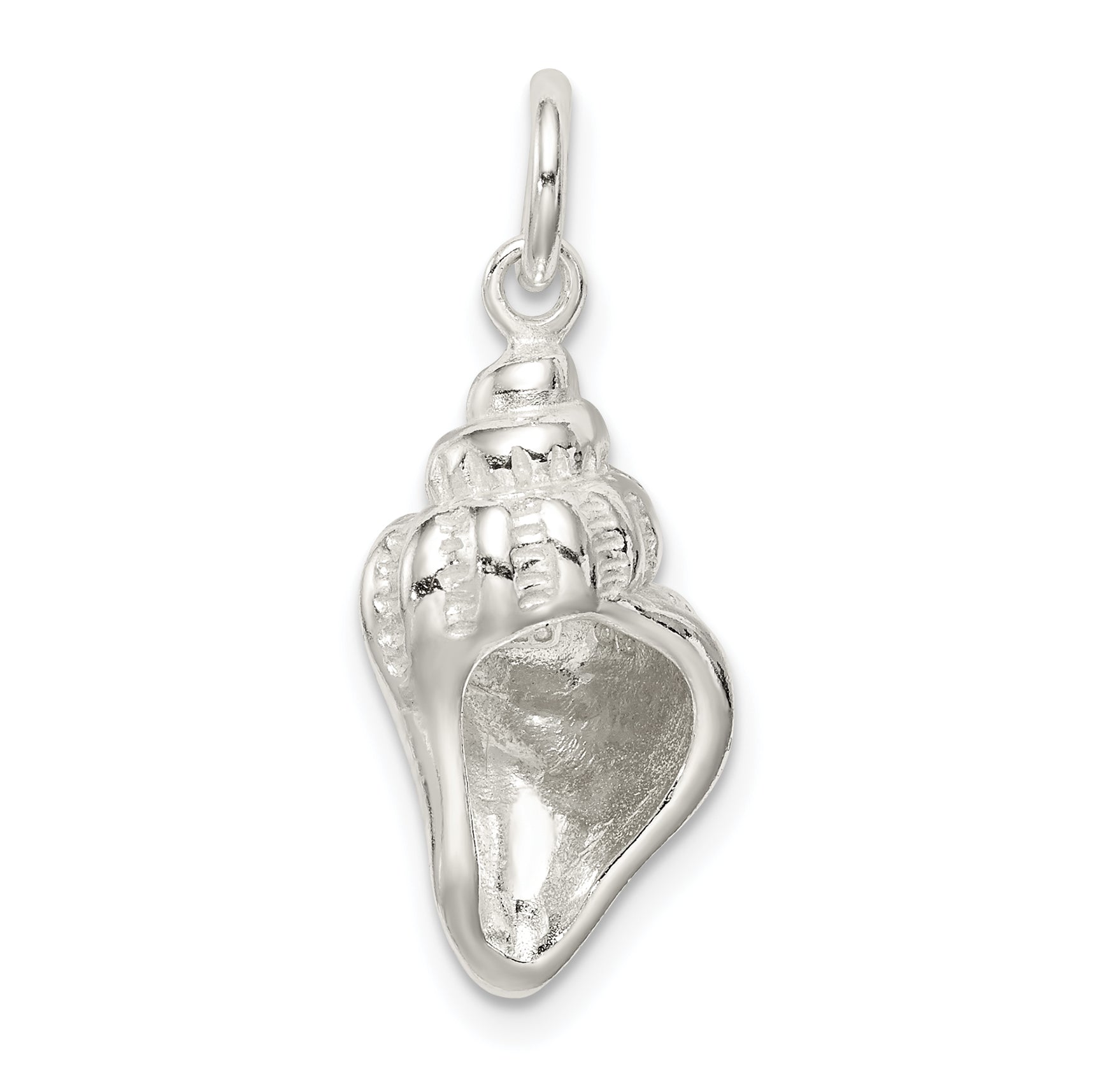 Sterling Silver 925 Polished Seashell Charm with Anti-Tarnish Finish