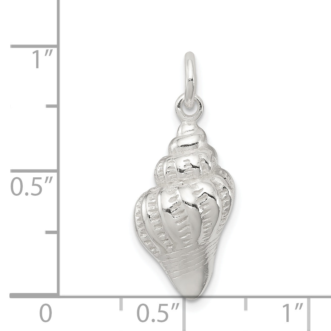 Sterling Silver 925 Polished Seashell Charm with Anti-Tarnish Finish