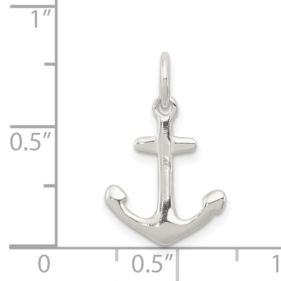 Sophia Jewelers Men's Polished 925 Sterling Silver Anchor Charm