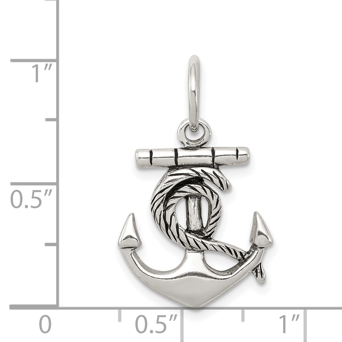 Men's 925 Sterling Silver Antiqued Anchor Charm Pendant - Vintage Inspired