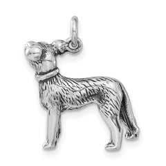 Sterling Silver 3-D Polished & Antiqued Dog Charm