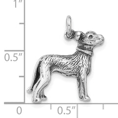 Sterling Silver 3-D Polished & Antiqued Dog Charm