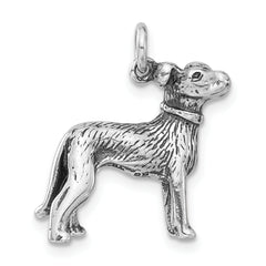 Sterling Silver 3-D Polished & Antiqued Dog Charm