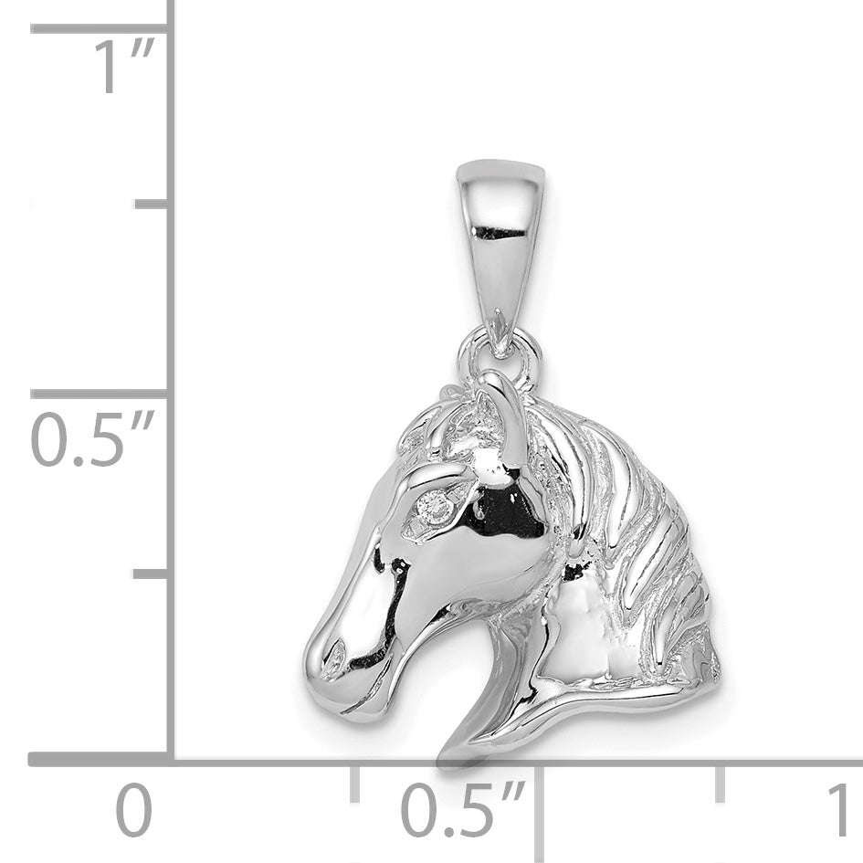 Sterling Silver Rhodium-plated Horse Pendant