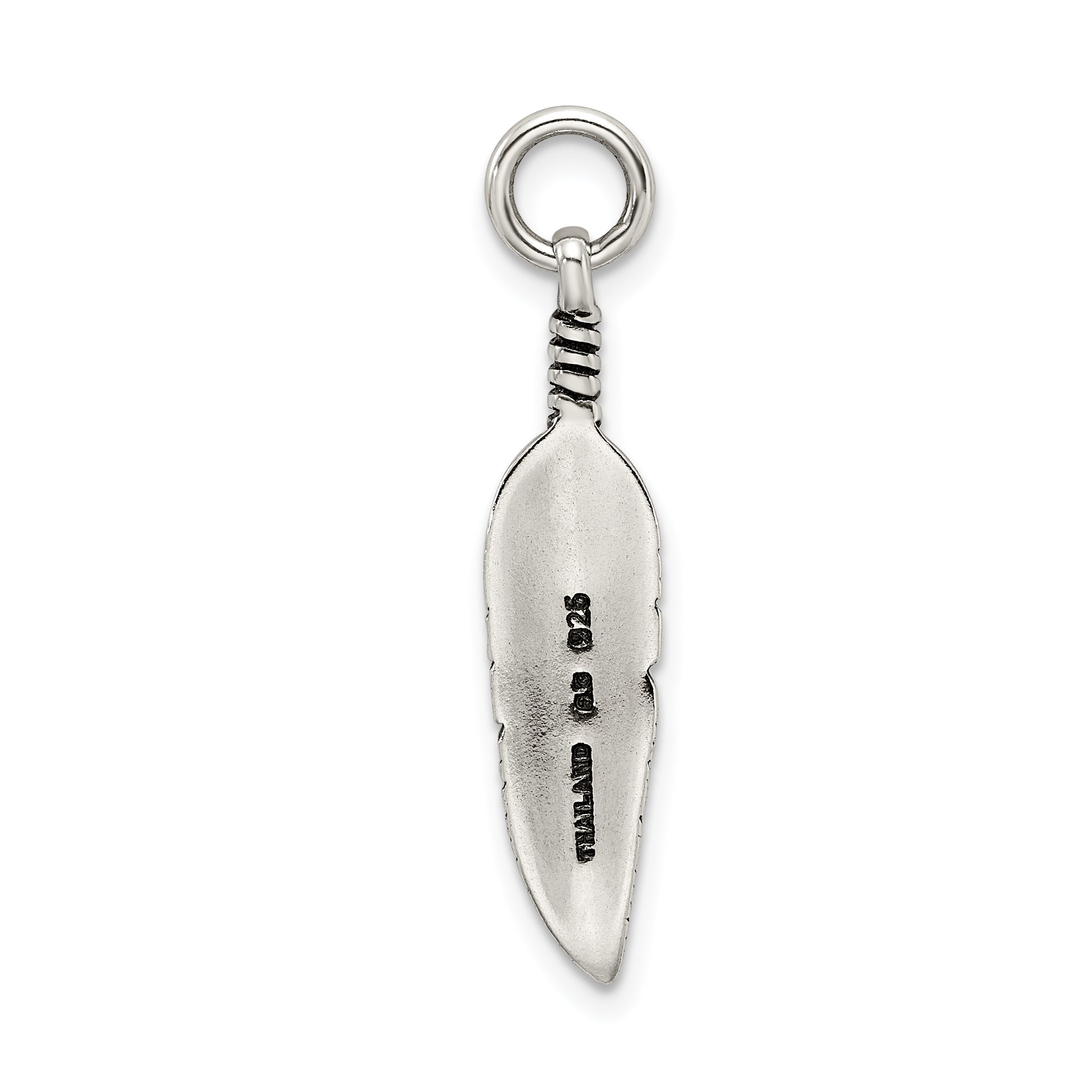 Sterling Silver Antiqued Feather Charm