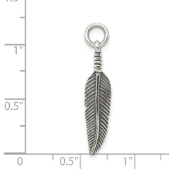 Sterling Silver Antiqued Feather Charm