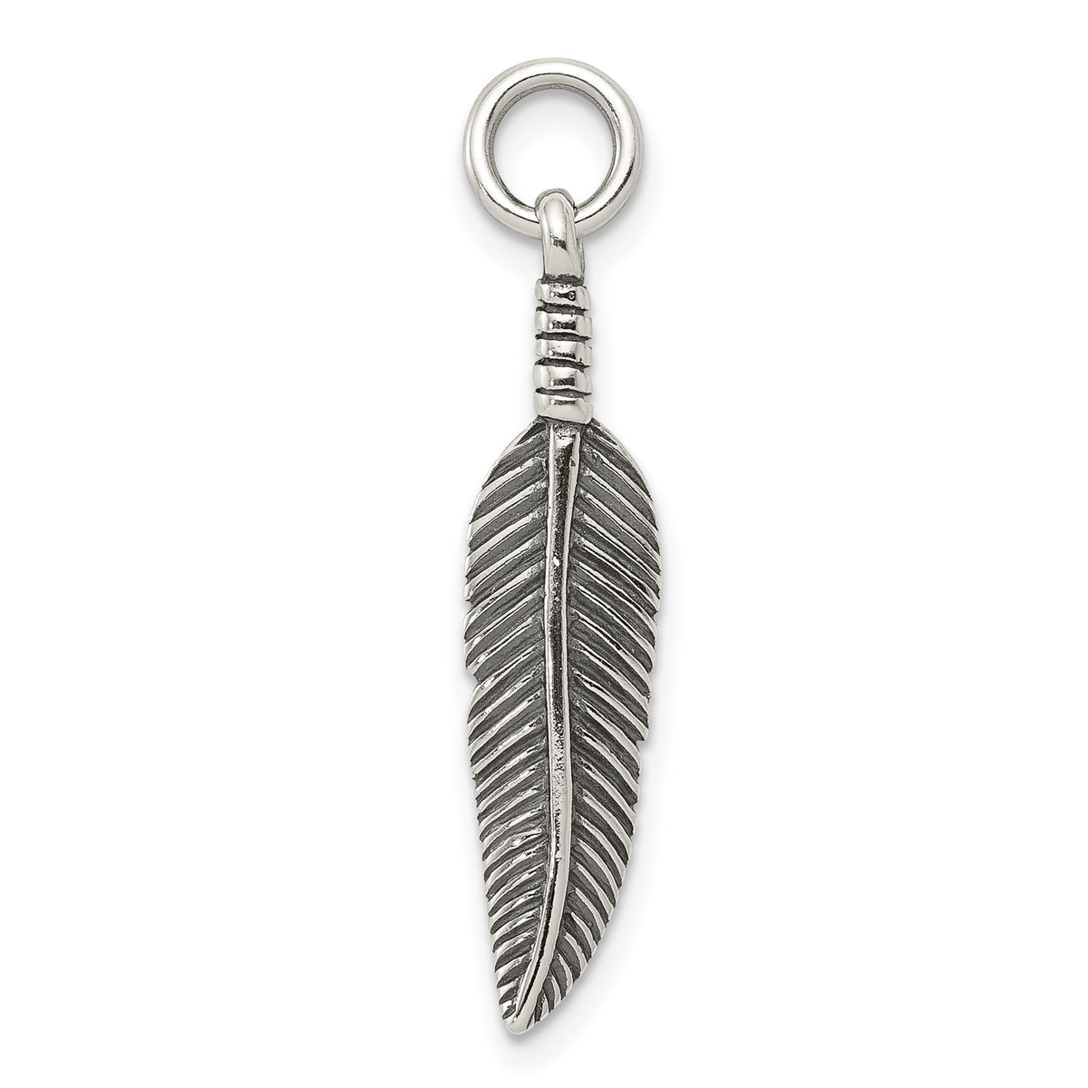 Sterling Silver Antiqued Feather Charm