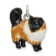 Sterling Silver Enameled Calico Cat Charm