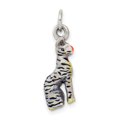 Silver Enamel Cat Sitting Charm