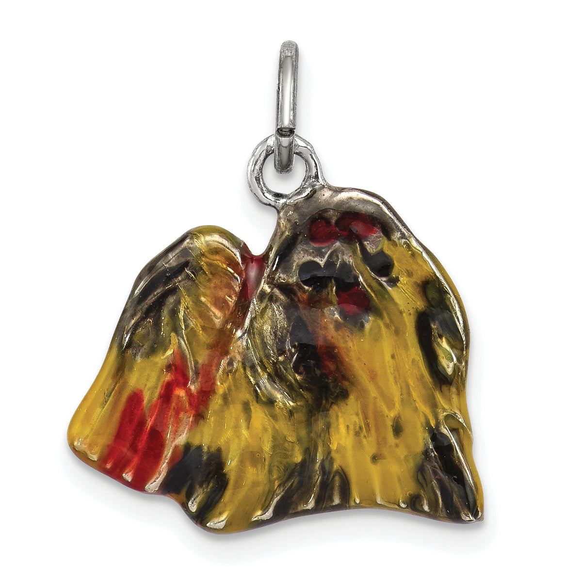 Sterling Silver Enameled Profile Shih Tzu Charm