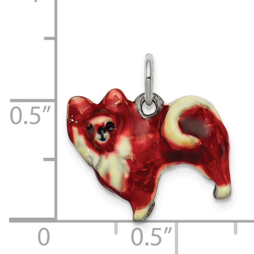 Sterling Silver Enameled Small Pomeranian Charm