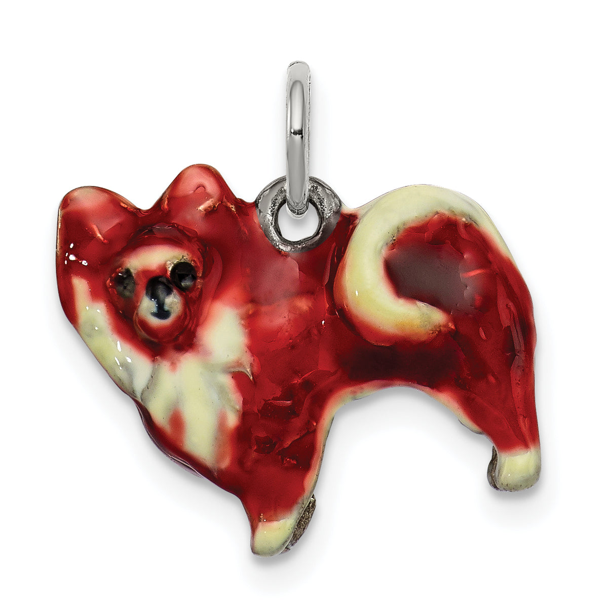 Sterling Silver Enameled Small Pomeranian Charm