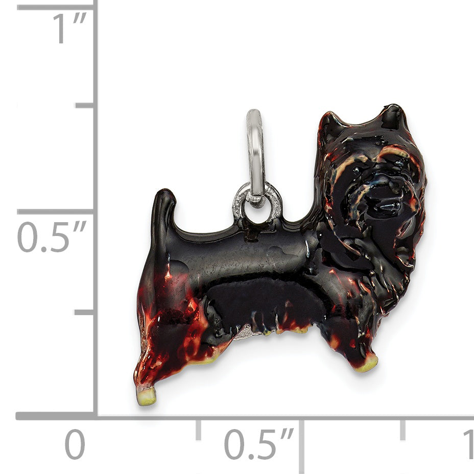 Sterling Silver Enameled Brown & Black Cairn Terrier Charm