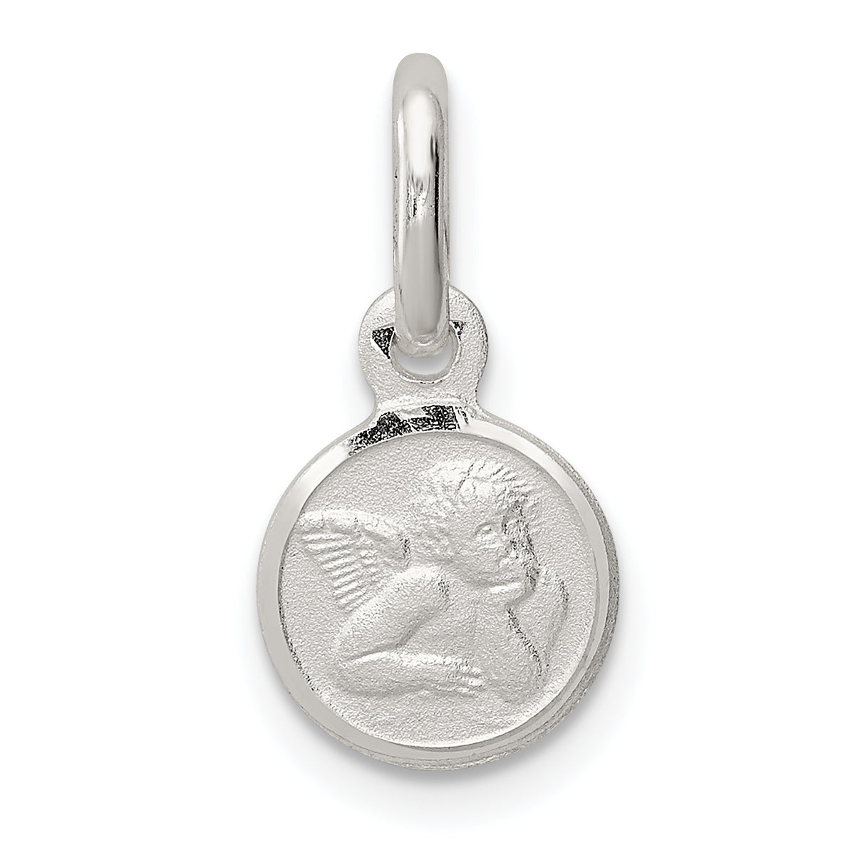 Sterling Silver Rhodium-plated Satin Angel Charm