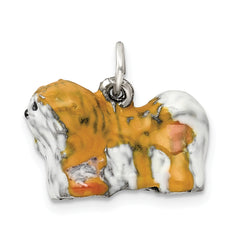 Sterling Silver Enameled Lhasa Apso Charm