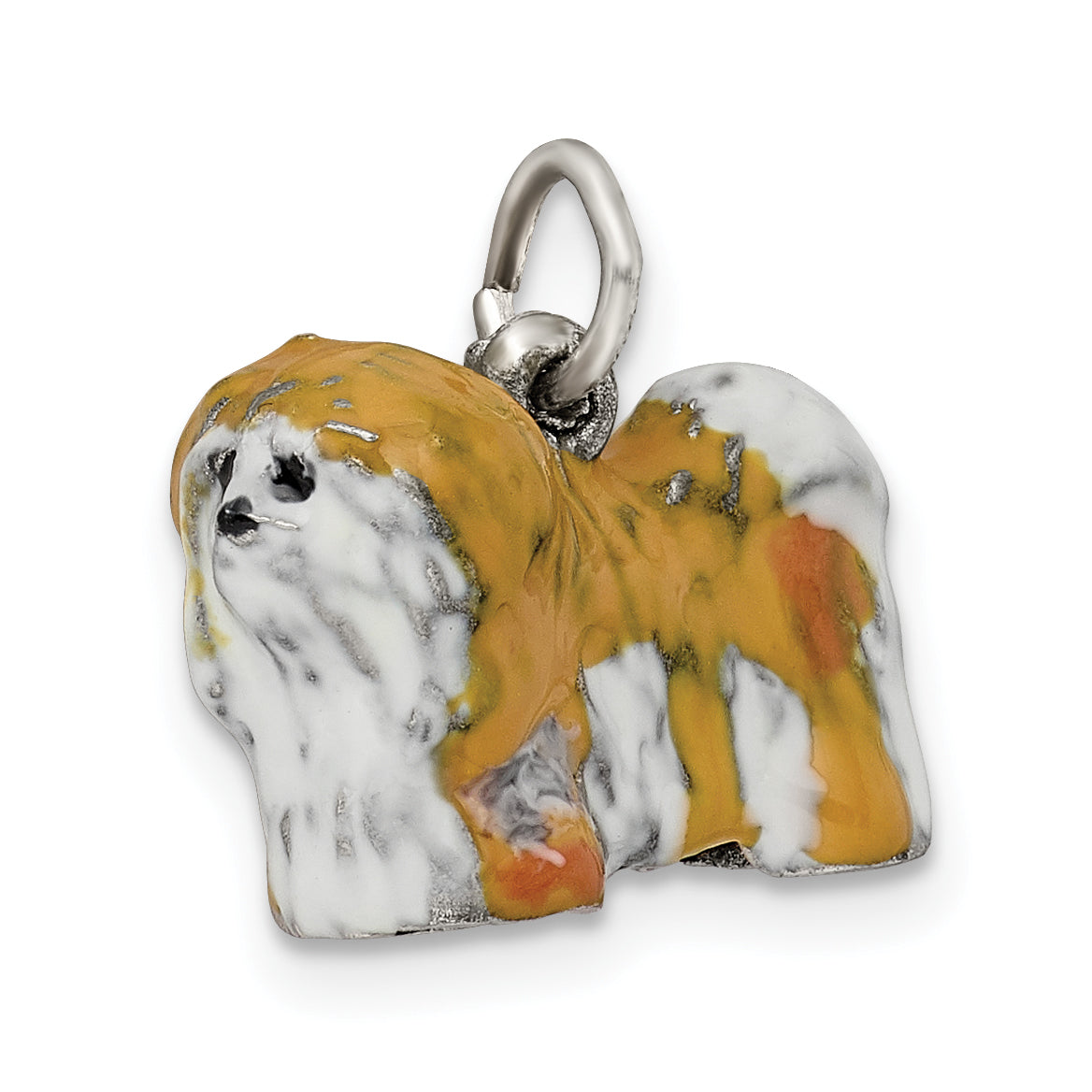 Sterling Silver Enameled Lhasa Apso Charm