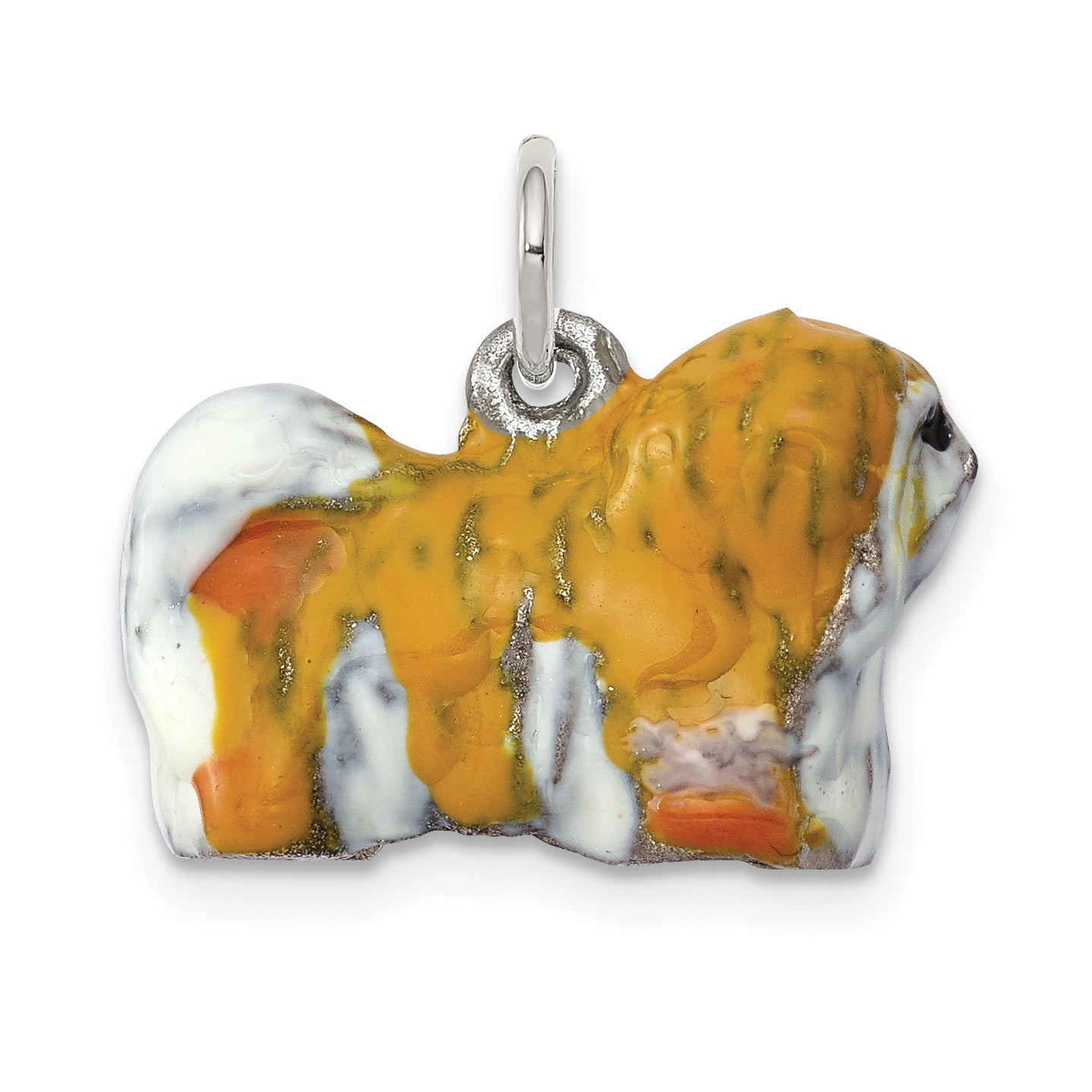 Sterling Silver Enameled Lhasa Apso Charm