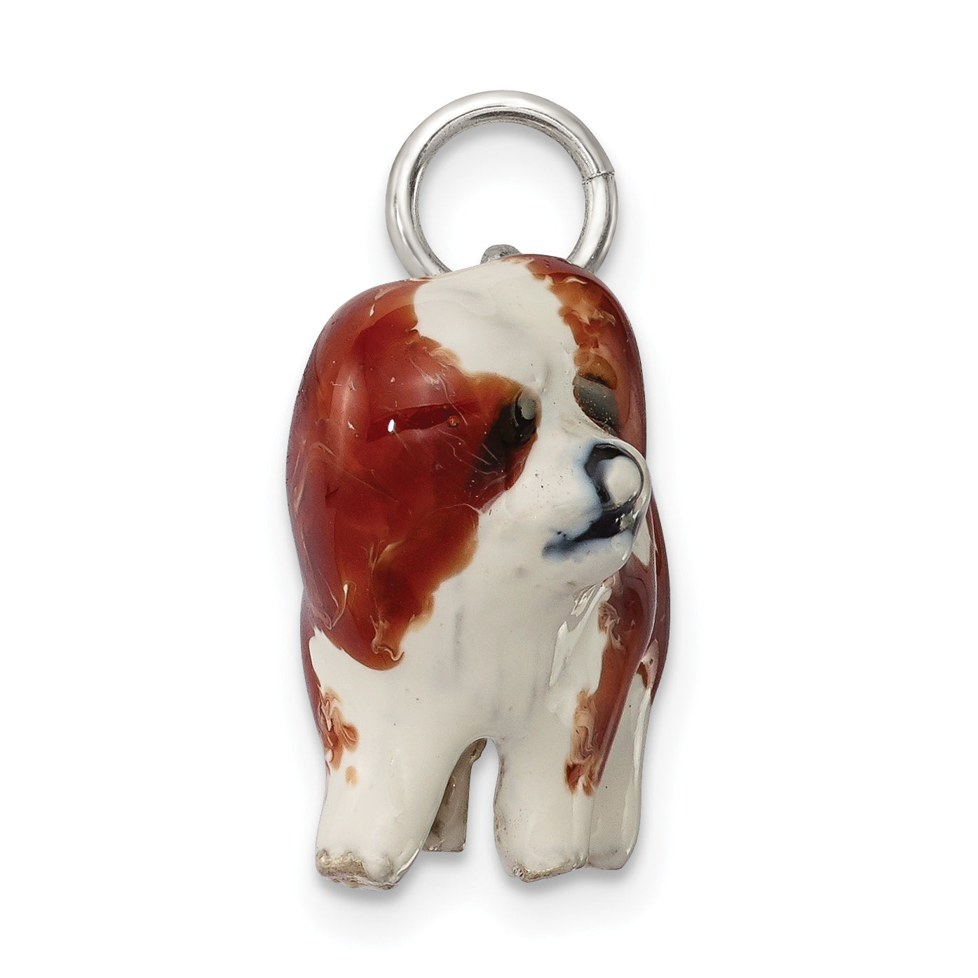 Sterling Silver Enameled Coton De Tulear Charm