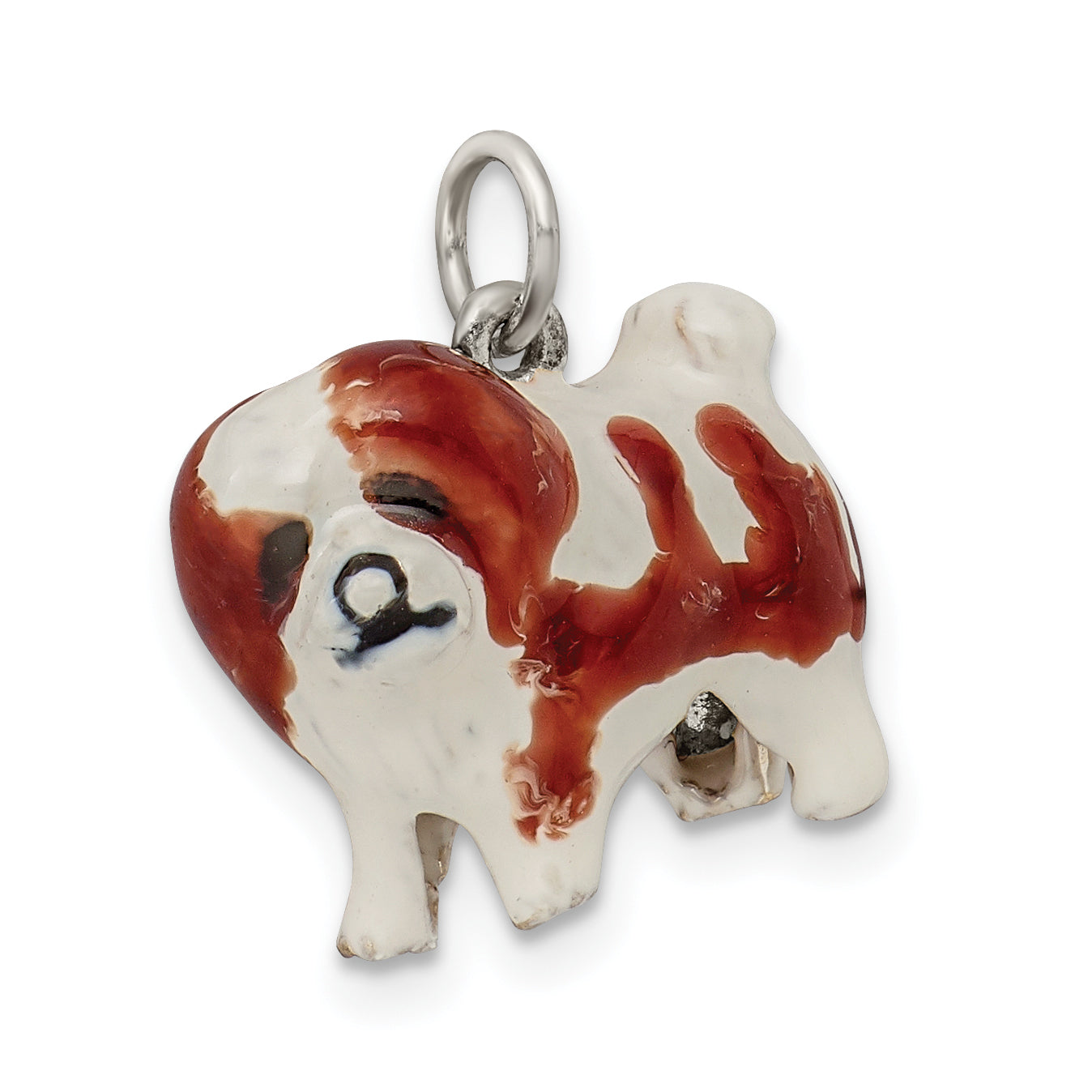 Sterling Silver Enameled Coton De Tulear Charm