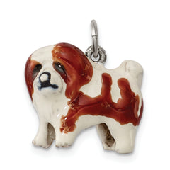 Sterling Silver Enameled Coton De Tulear Charm