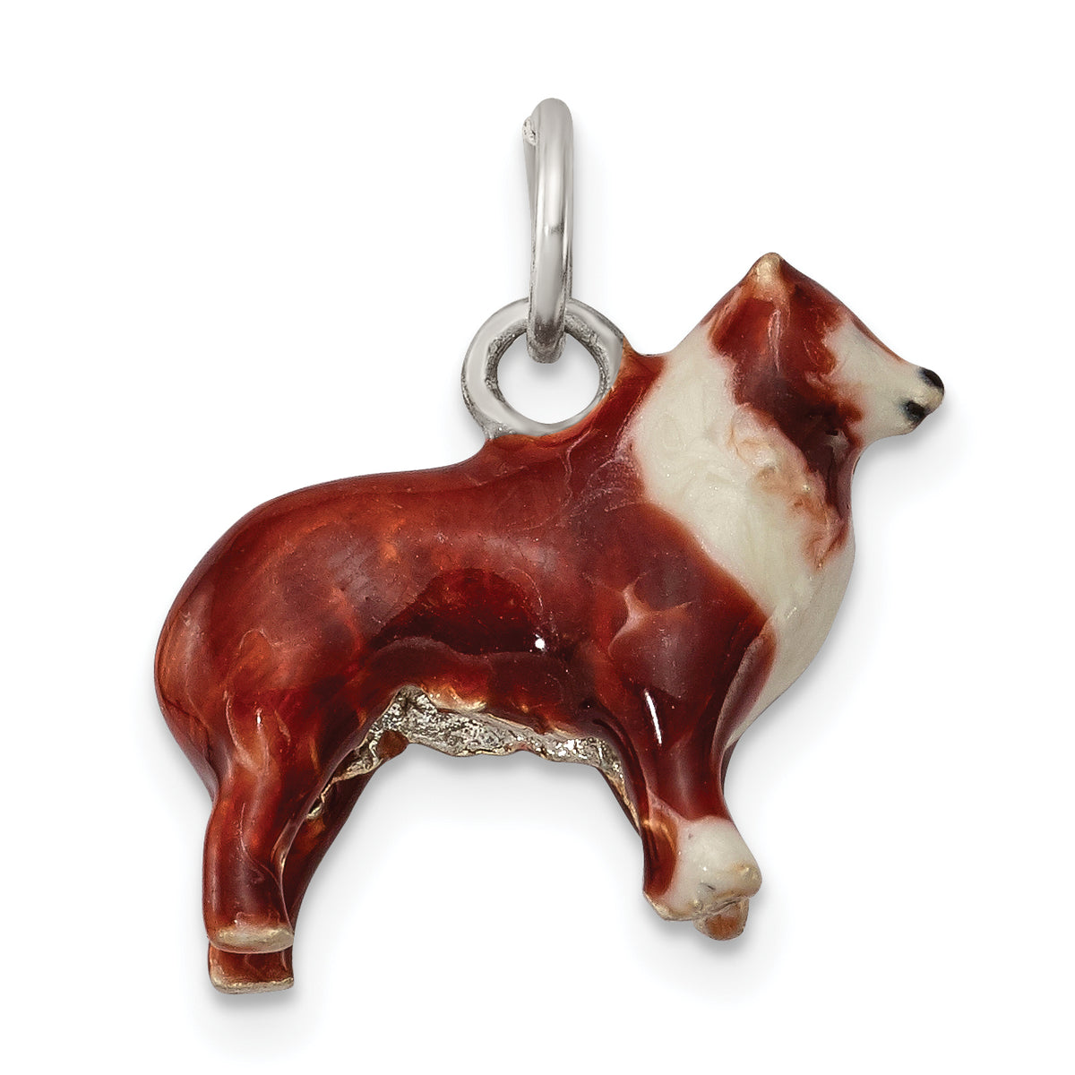 Sterling Silver Enameled Small Collie Charm