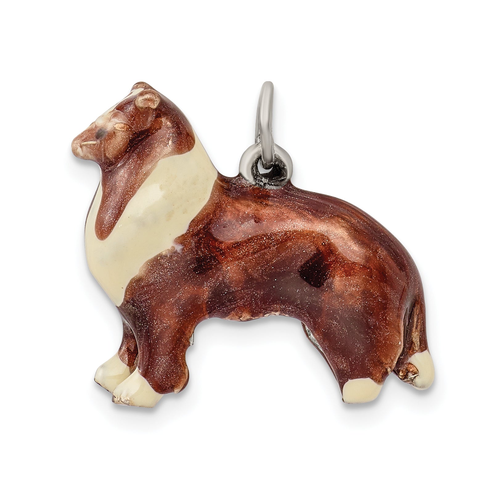 Sterling Silver Enameled Collie Charm