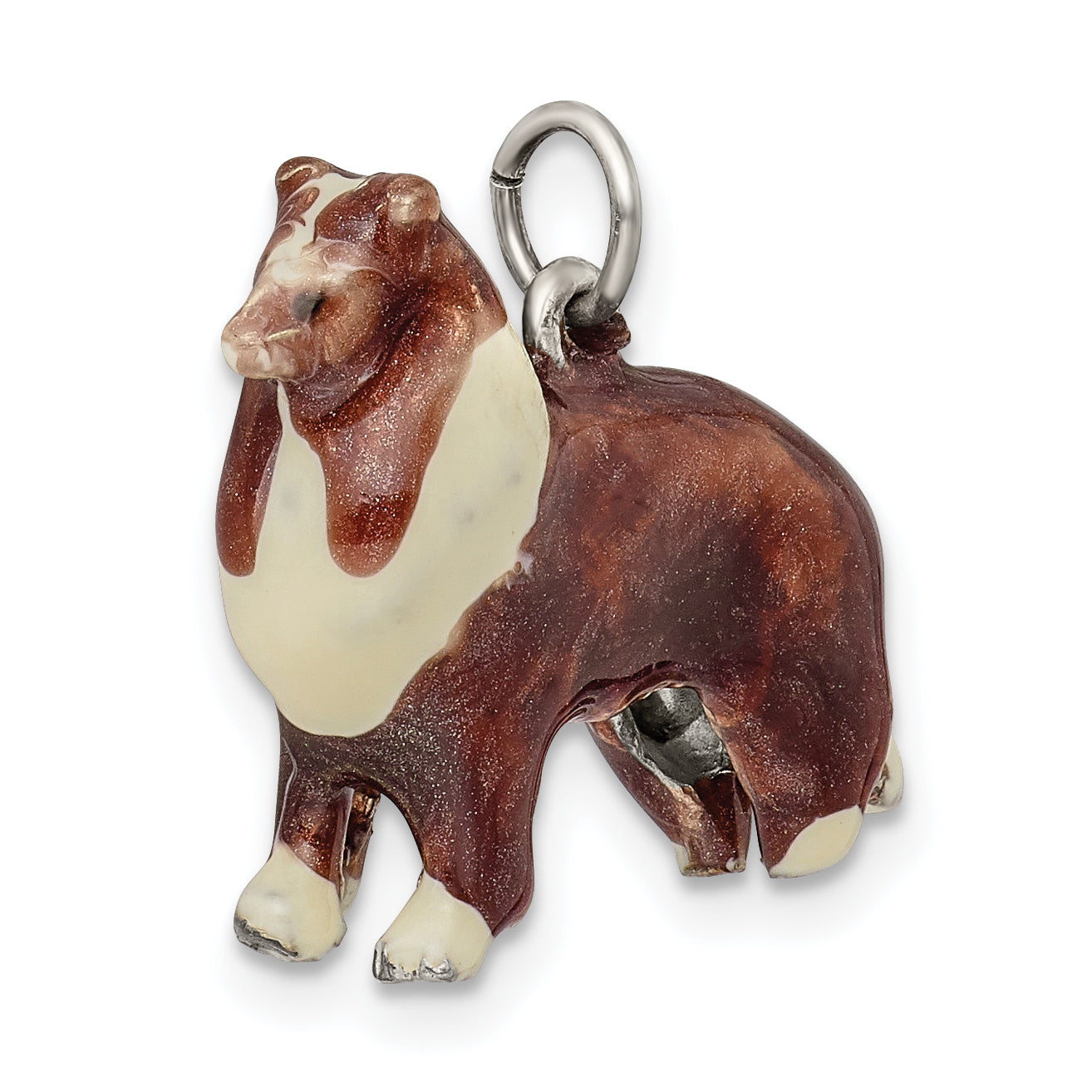 Sterling Silver Enameled Collie Charm