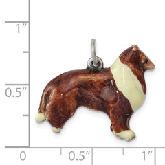 Sterling Silver Enameled Collie Charm