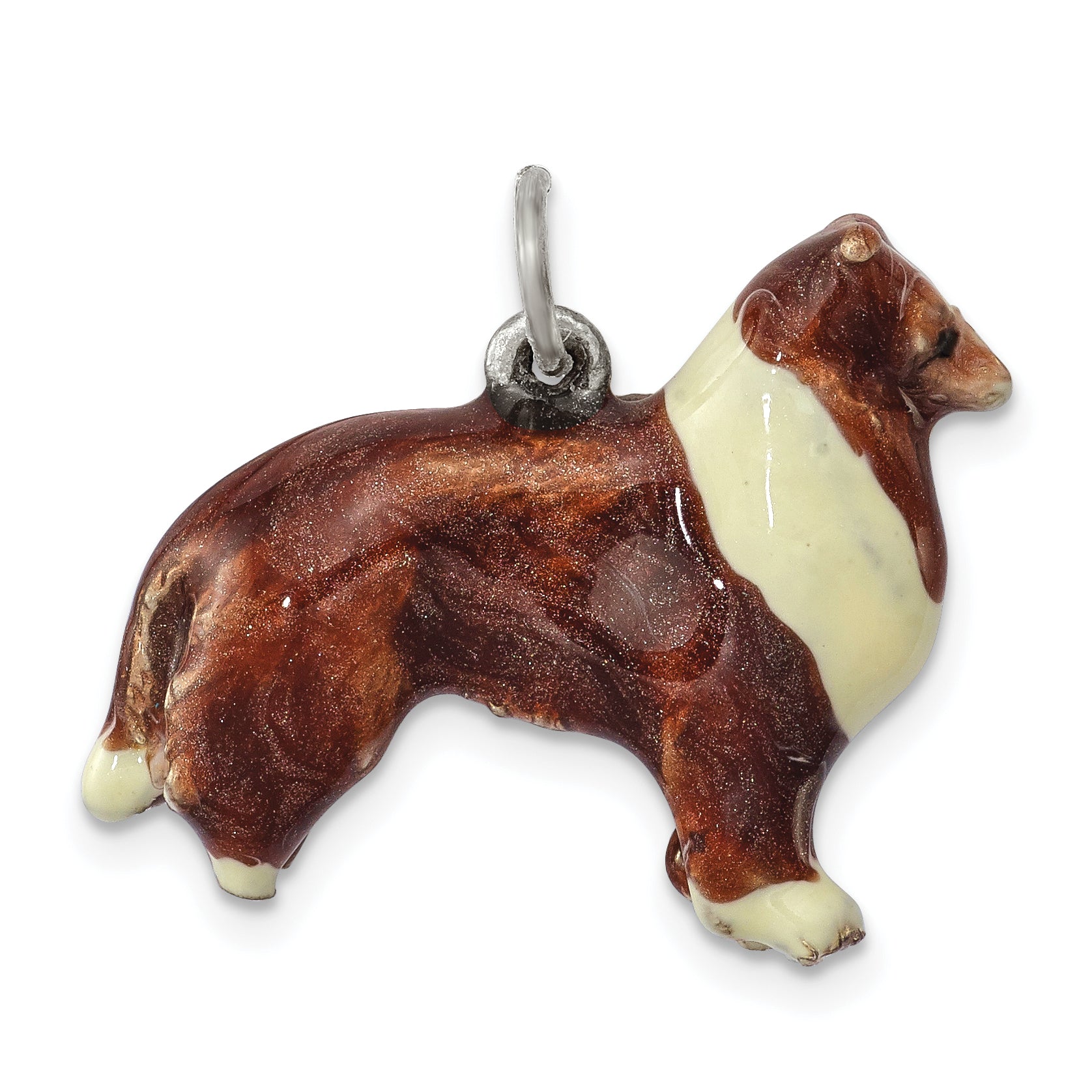 Sterling Silver Enameled Collie Charm