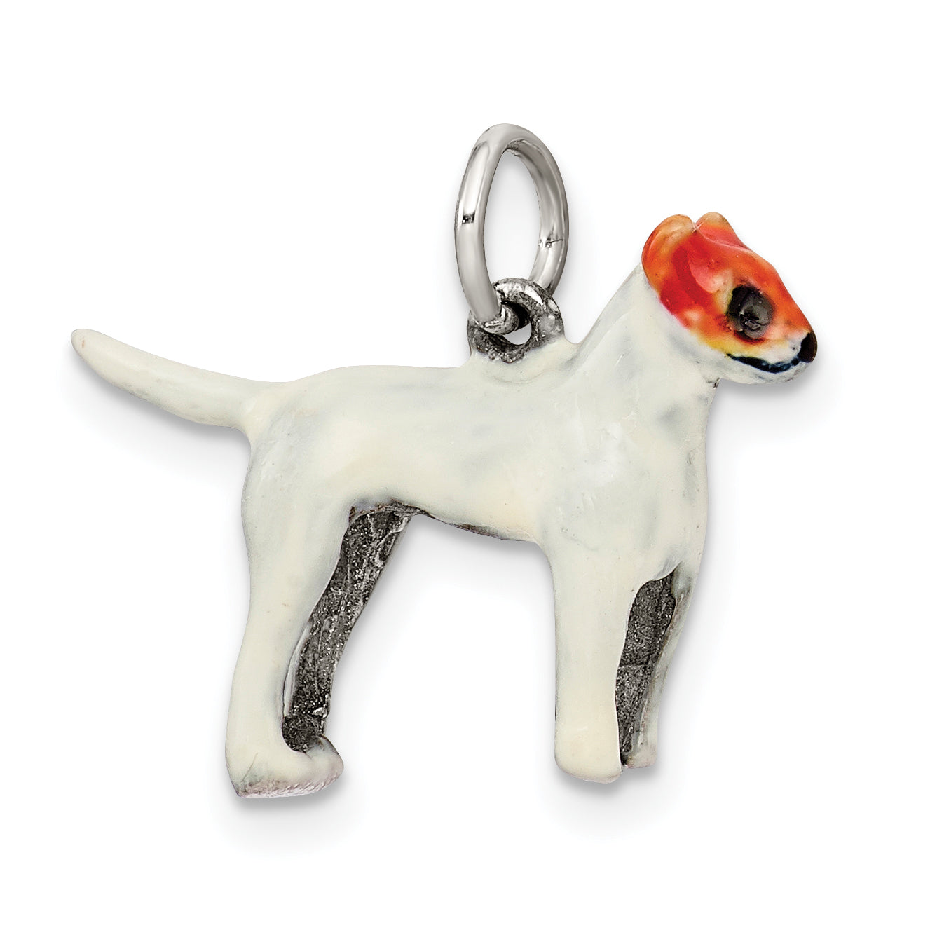 Sterling Silver Enameled Jack Russell Charm