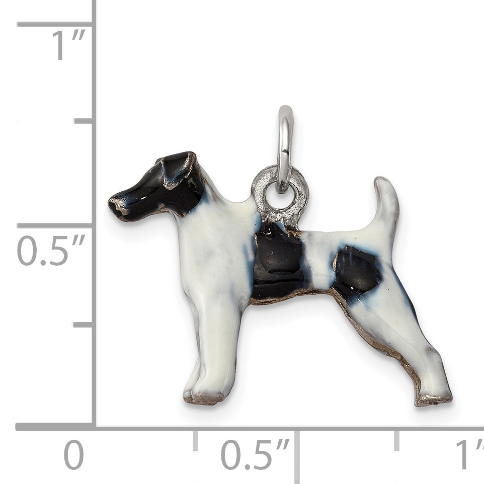 Sterling Silver Enameled Smooth Hair Fox Terrier Charm