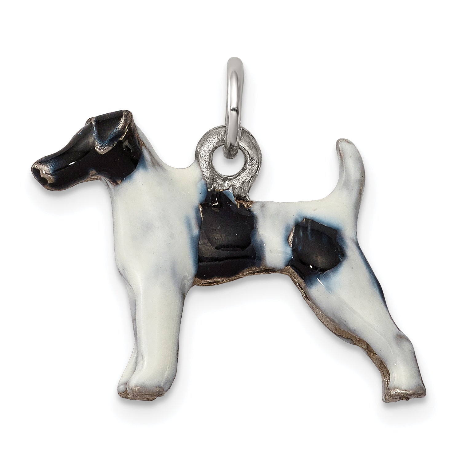 Sterling Silver Enameled Smooth Hair Fox Terrier Charm