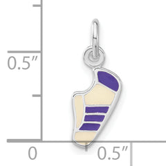 Sterling Silver 925 Purple & White Enamel Sneaker Charm for Women