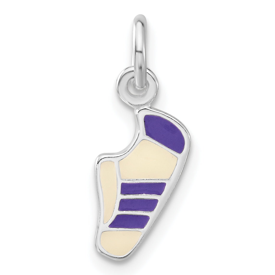 Sterling Silver Purple & White Enameled Sneaker Charm