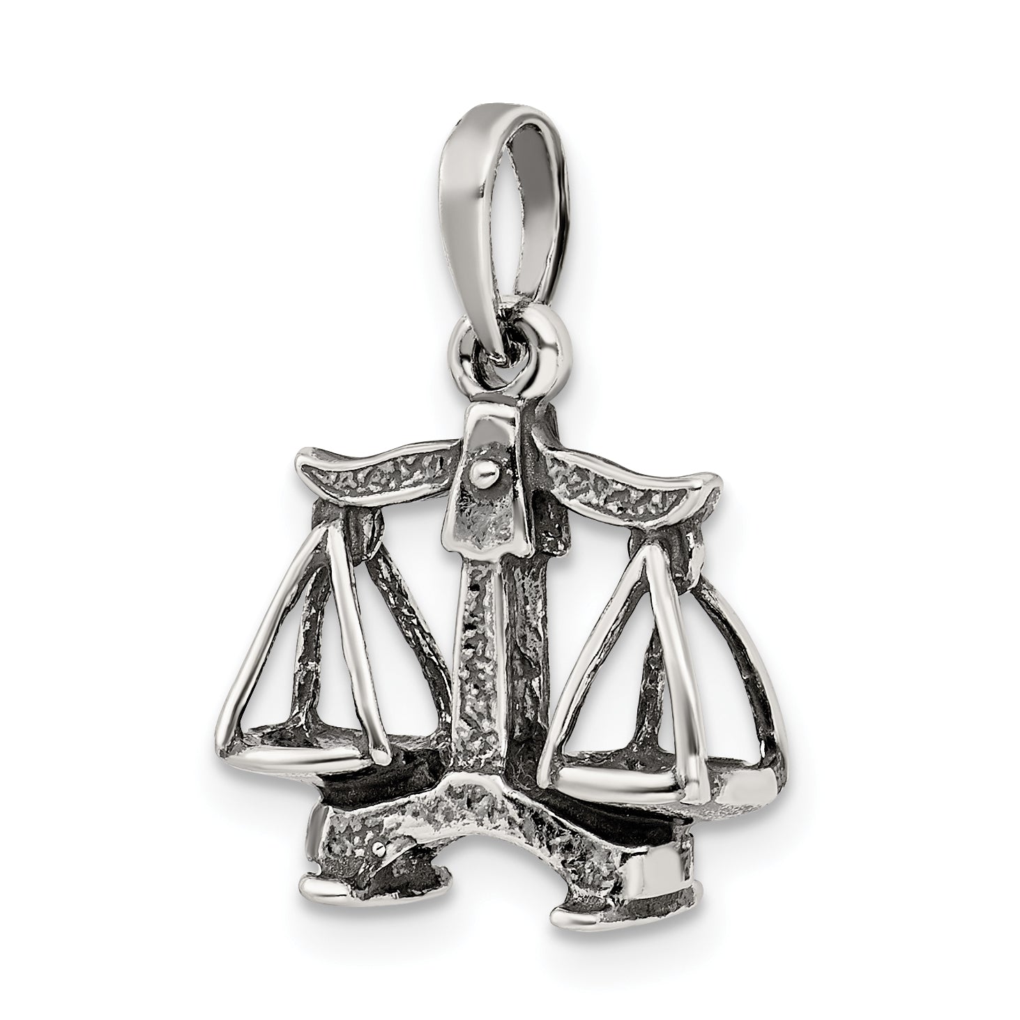 Sterling Silver 925 Libra Zodiac Pendant with Antiqued Finish Elegant Design