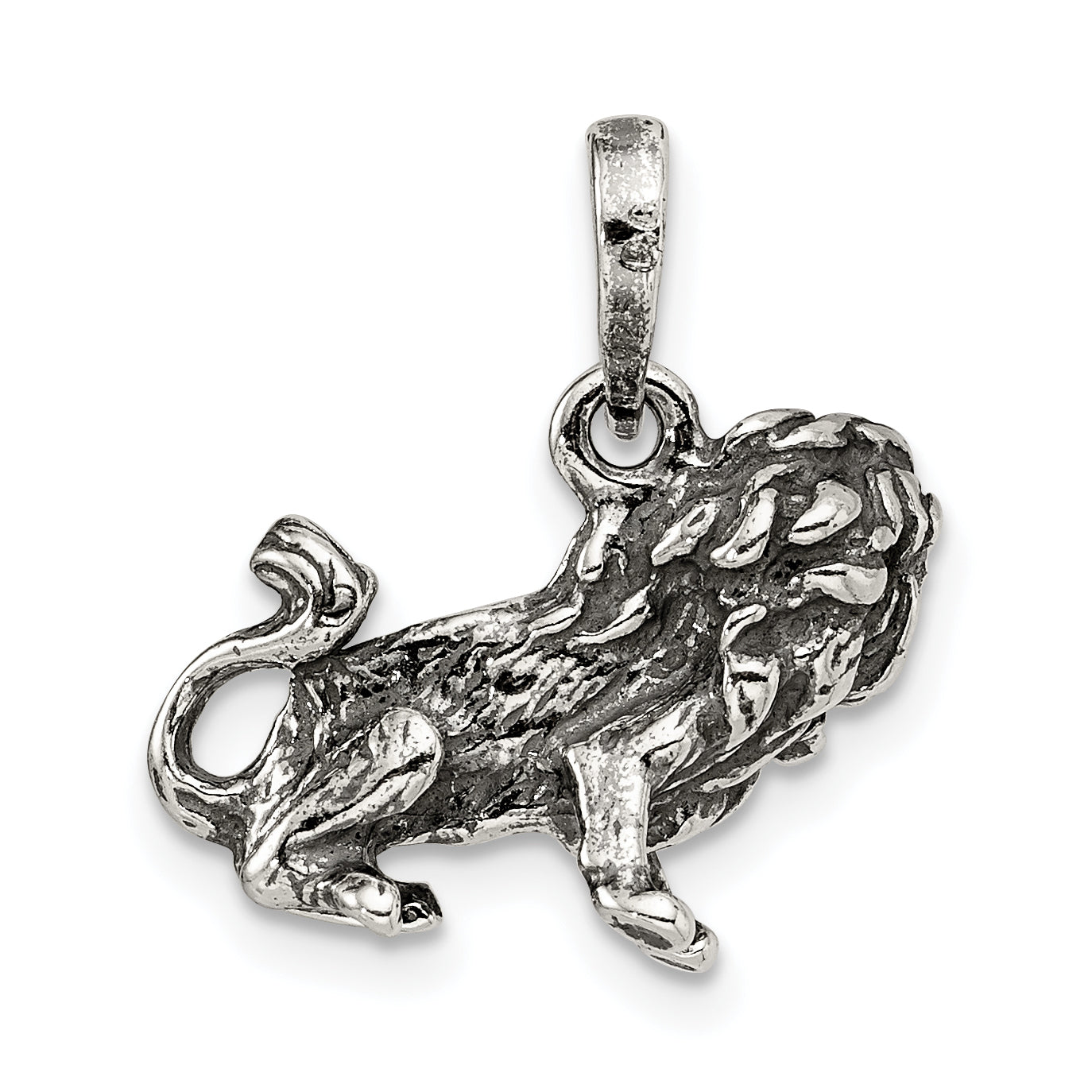 Sterling Silver 925 Leo Zodiac Pendant Antiqued Solid Charm