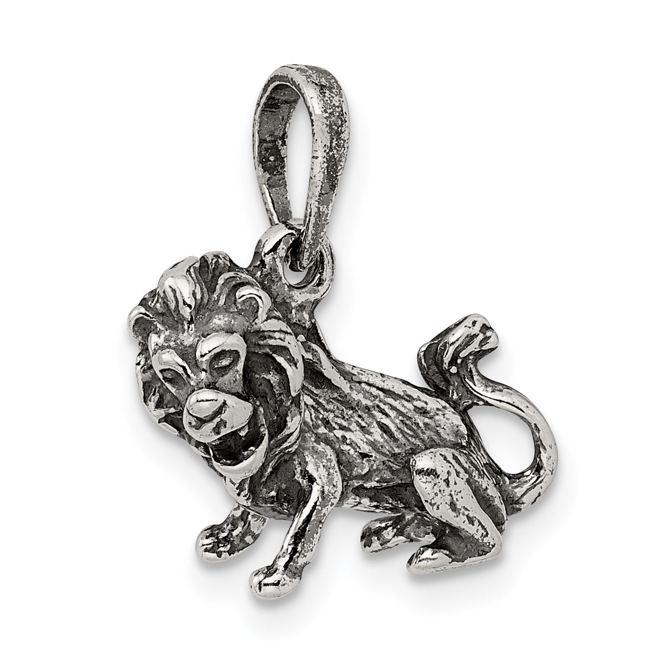 Sterling Silver 925 Leo Zodiac Pendant Antiqued Solid Charm