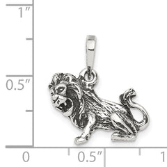 Sterling Silver 925 Leo Zodiac Pendant Antiqued Solid Charm