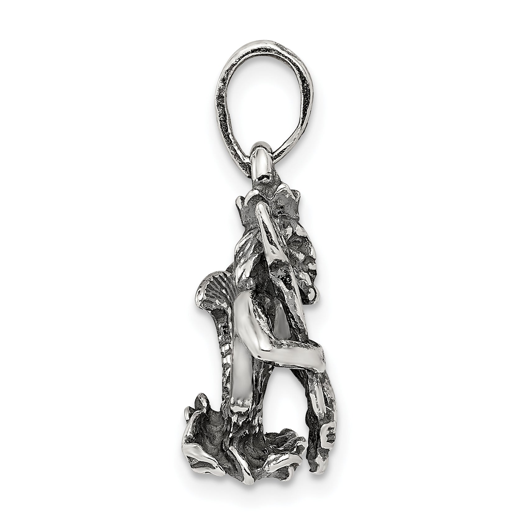 Sterling Silver Antiqued Aquarius Zodiac Pendant