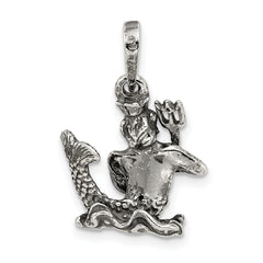 Sterling Silver Antiqued Aquarius Zodiac Pendant