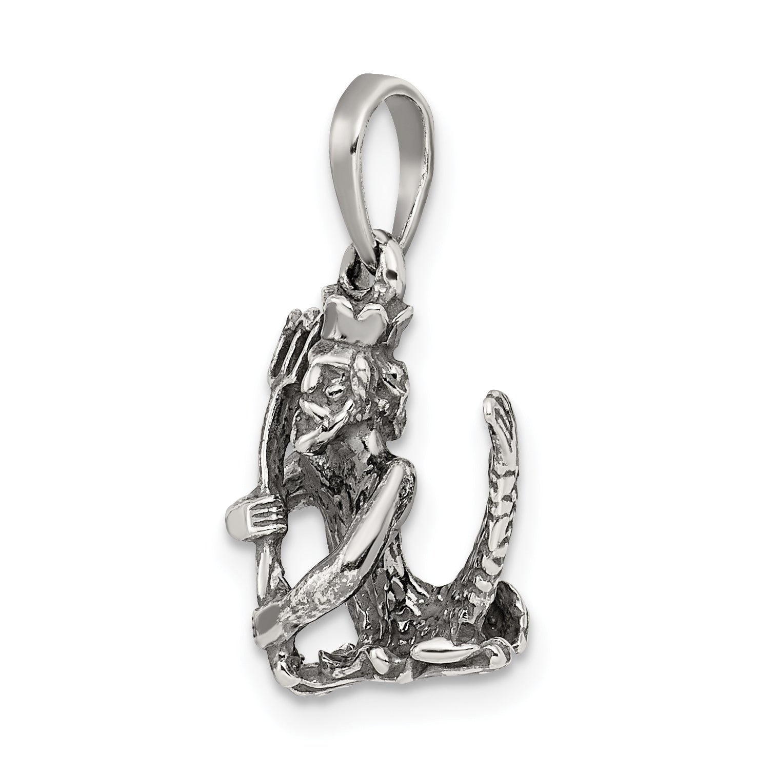 Sterling Silver Antiqued Aquarius Zodiac Pendant