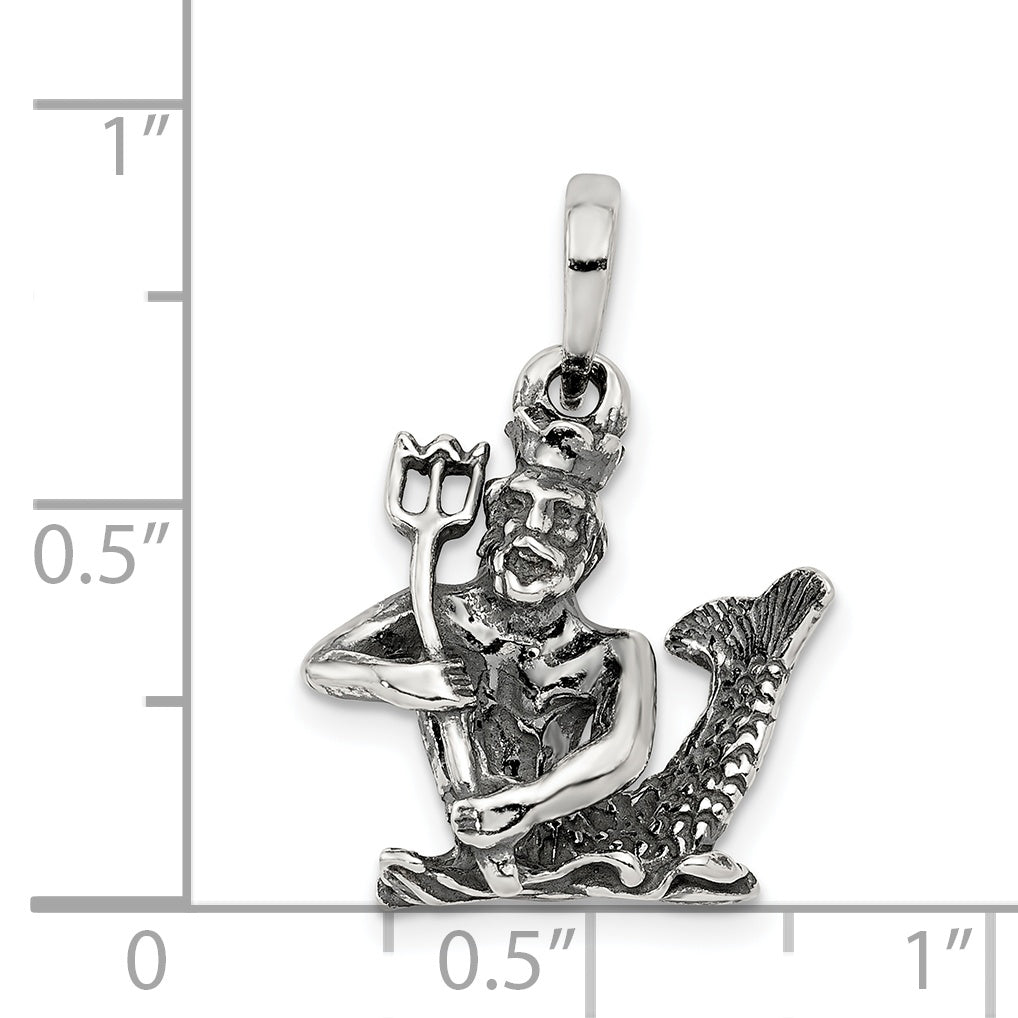 Sterling Silver Antiqued Aquarius Zodiac Pendant