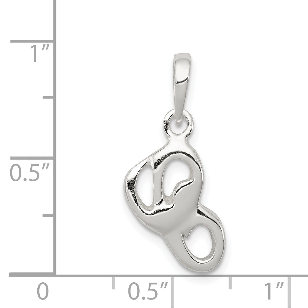 Sterling Silver 925 C Initial Pendant with Anti-Tarnish Finish