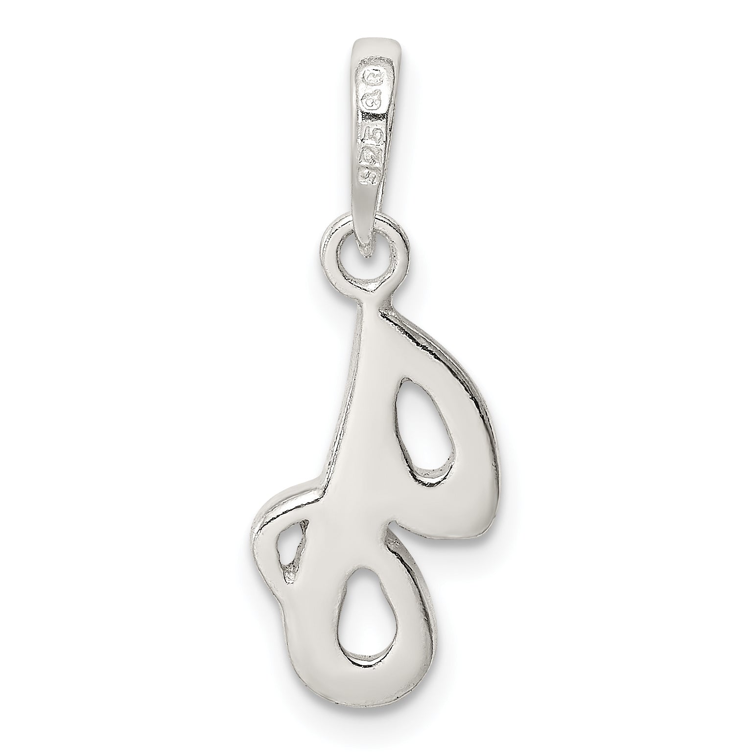 Sterling Silver 925 Initial J Pendant with Anti-Tarnish Coating