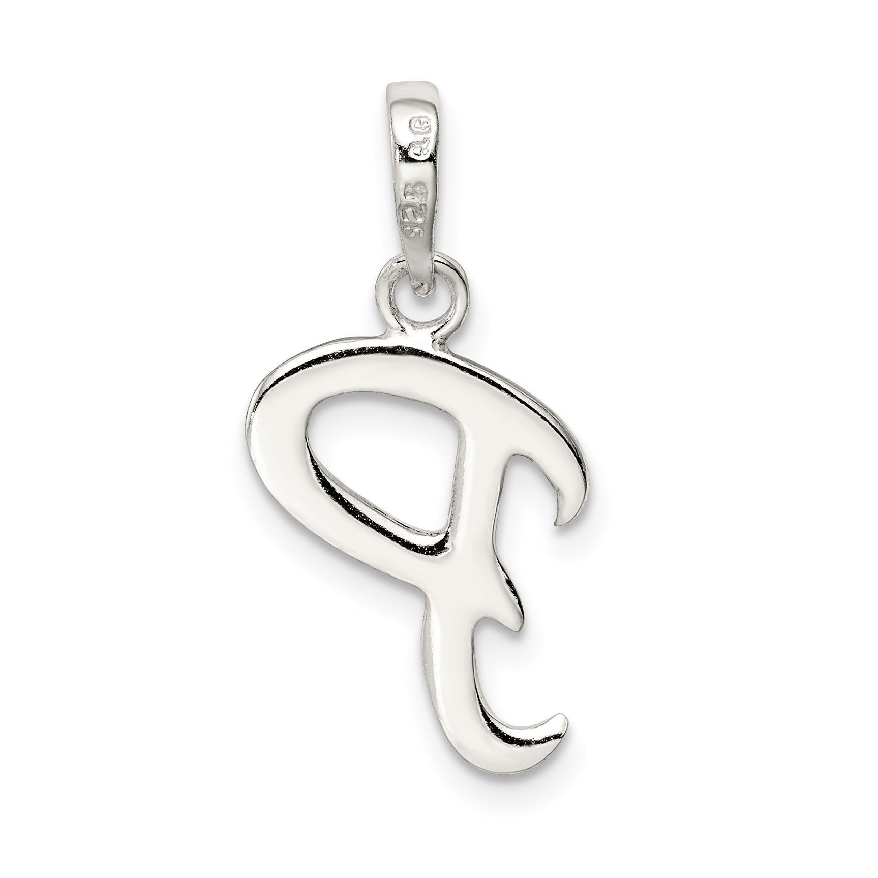 Sterling Silver Initial P Pendant with Anti-Tarnish Finish