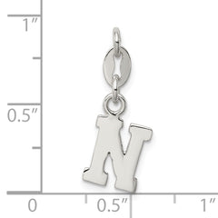 Sterling Silver 925 'N' Initial Charm Solid Casted Jewelry